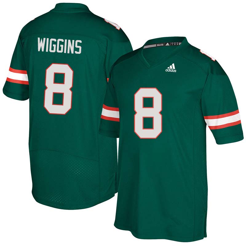 Adidas Miami Hurricanes #8 Daquris Wiggins College Football Jerseys Sale-Green